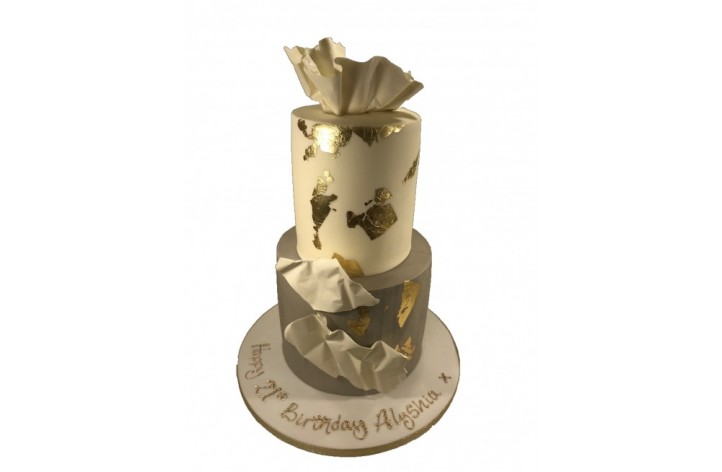2 Tier Gold Leaf & Chocolate